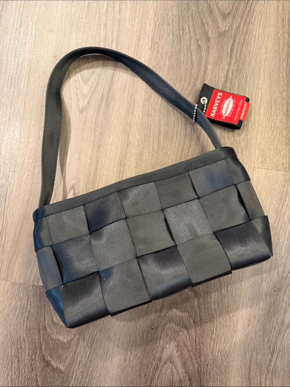 Harveys Black Woven Seatbelt Messenger Bag